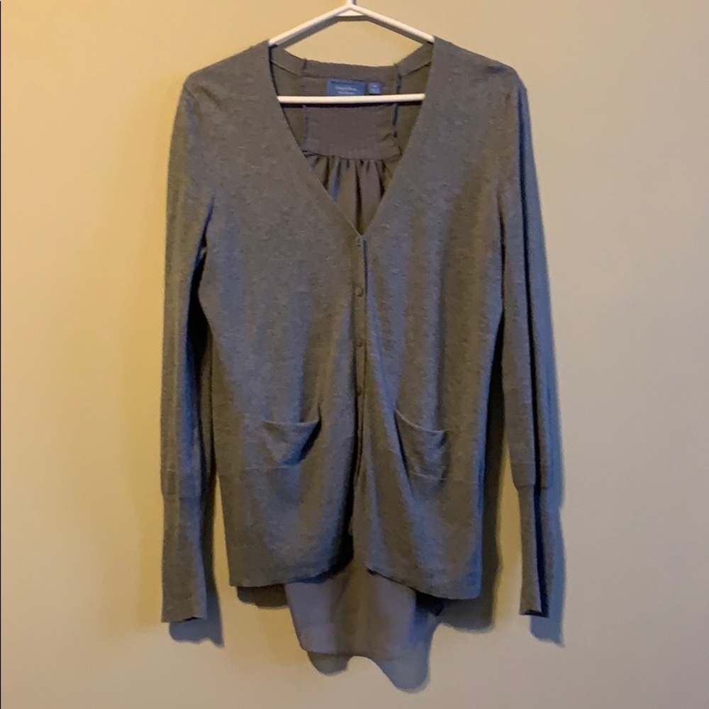 Vera Wang Cardigan Sweater with Sheer Panel